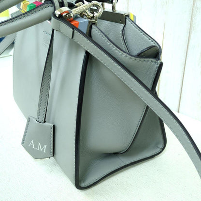 FENDI 3Jours Mini 2-Way Leather Handbag Gray Multicolor Studs Made in Italy