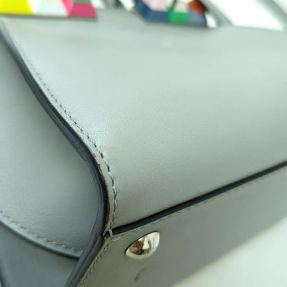 FENDI 3Jours Mini 2-Way Leather Handbag Gray Multicolor Studs Made in Italy