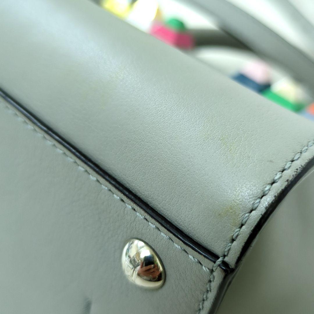 FENDI 3Jours Mini 2-Way Leather Handbag Gray Multicolor Studs Made in Italy