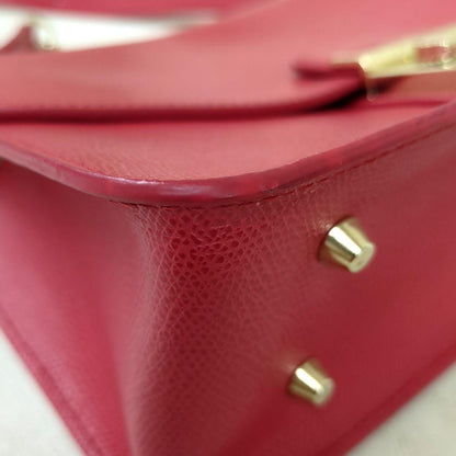FURLA Metropolis Leather Chain Shoulder Bag Deep Pink Gold Hardware Made in Italy