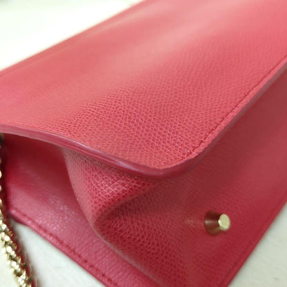 FURLA Metropolis Leather Chain Shoulder Bag Deep Pink Gold Hardware Made in Italy