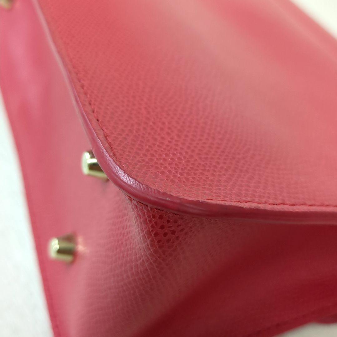 FURLA Metropolis Leather Chain Shoulder Bag Deep Pink Gold Hardware Made in Italy
