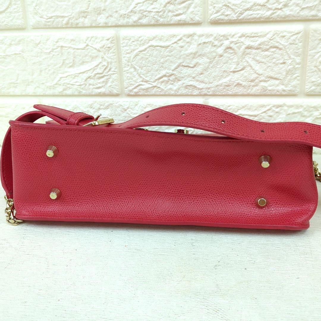 FURLA Metropolis Leather Chain Shoulder Bag Deep Pink Gold Hardware Made in Italy