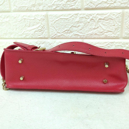 FURLA Metropolis Leather Chain Shoulder Bag Deep Pink Gold Hardware Made in Italy