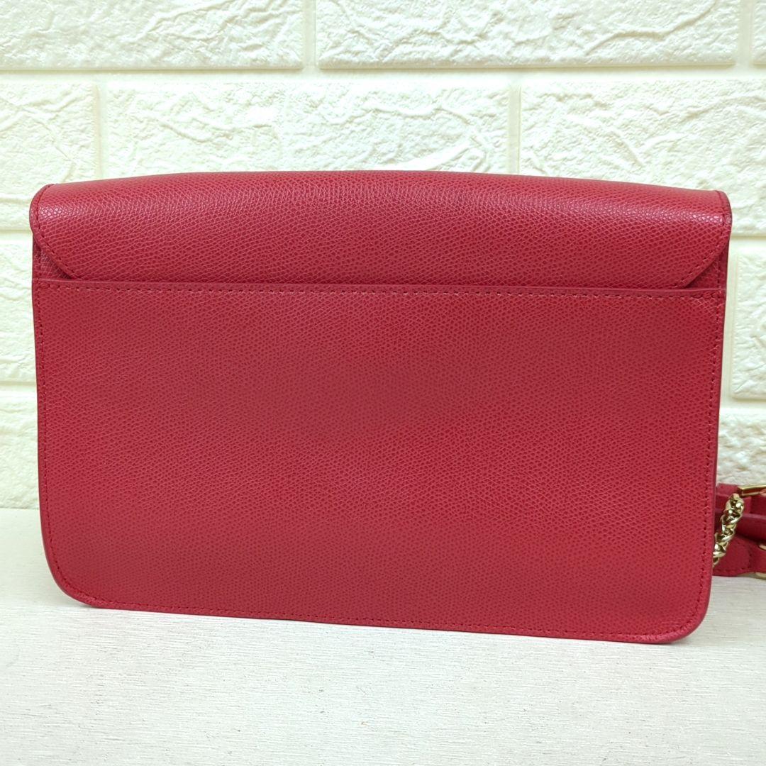 FURLA Metropolis Leather Chain Shoulder Bag Deep Pink Gold Hardware Made in Italy
