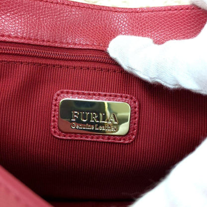 FURLA Metropolis Leather Chain Shoulder Bag Deep Pink Gold Hardware Made in Italy