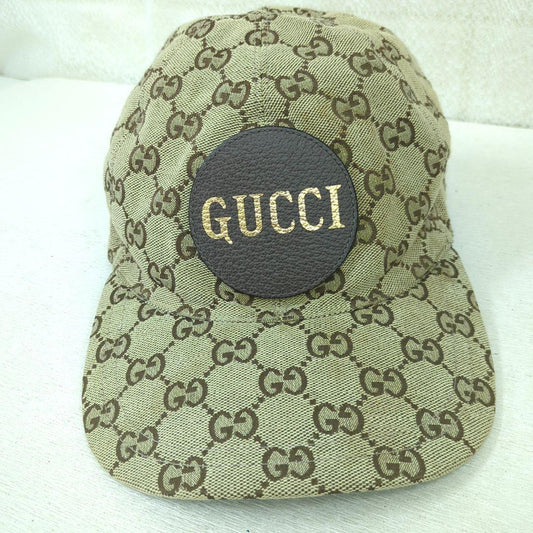 GUCCI GG Canvas Baseball Cap Beige Brown Size M Made in Italy