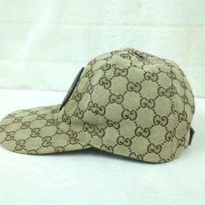 GUCCI GG Canvas Baseball Cap Beige Brown Size M Made in Italy