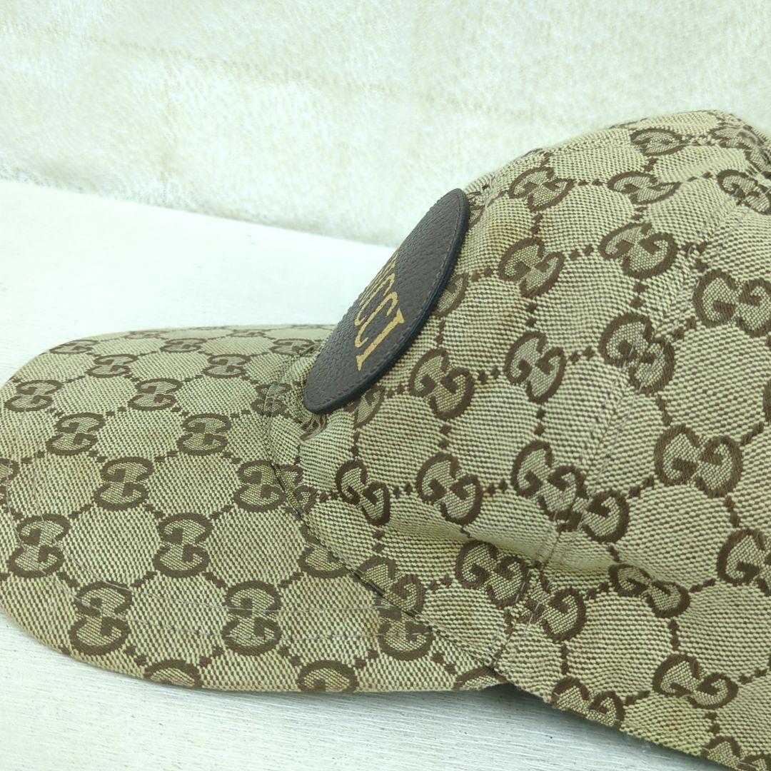 GUCCI GG Canvas Baseball Cap Beige Brown Size M Made in Italy
