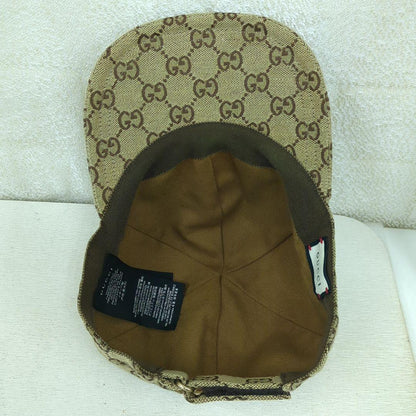 GUCCI GG Canvas Baseball Cap Beige Brown Size M Made in Italy