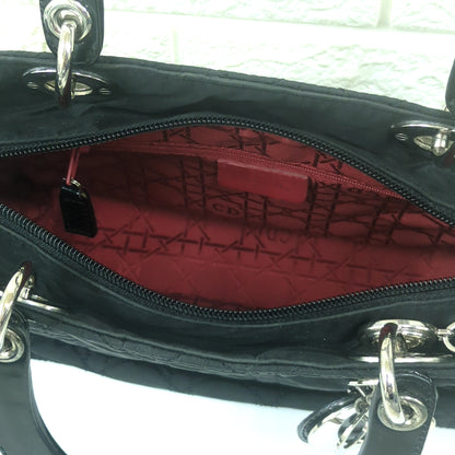 Christian Dior Lady Dior Cannage Nylon Handbag Black Medium Made in Italy