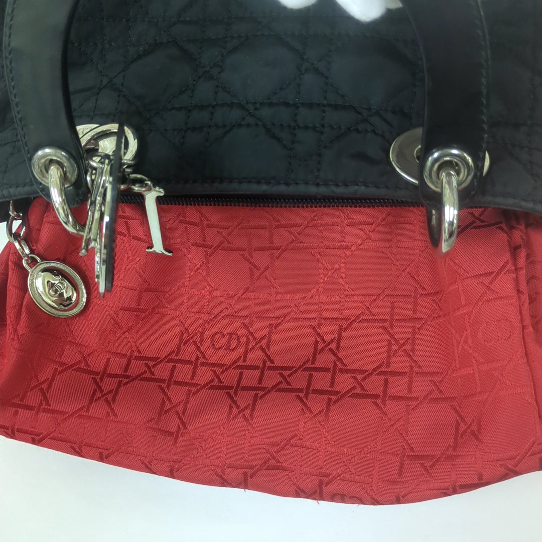 Christian Dior Lady Dior Cannage Nylon Handbag Black Medium Made in Italy