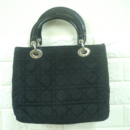 Christian Dior Lady Dior Cannage Nylon Handbag Black Medium Made in Italy
