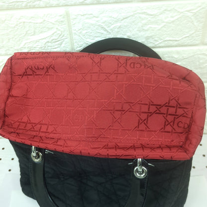 Christian Dior Lady Dior Cannage Nylon Handbag Black Medium Made in Italy