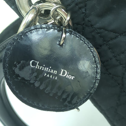 Christian Dior Lady Dior Cannage Nylon Handbag Black Medium Made in Italy